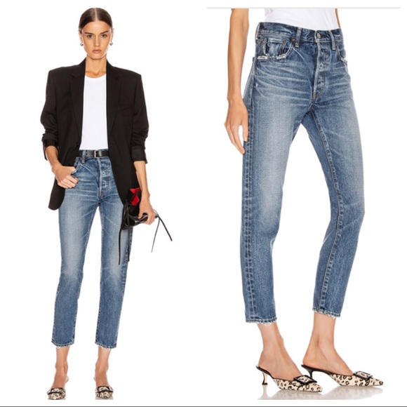 mid rise tapered jeans